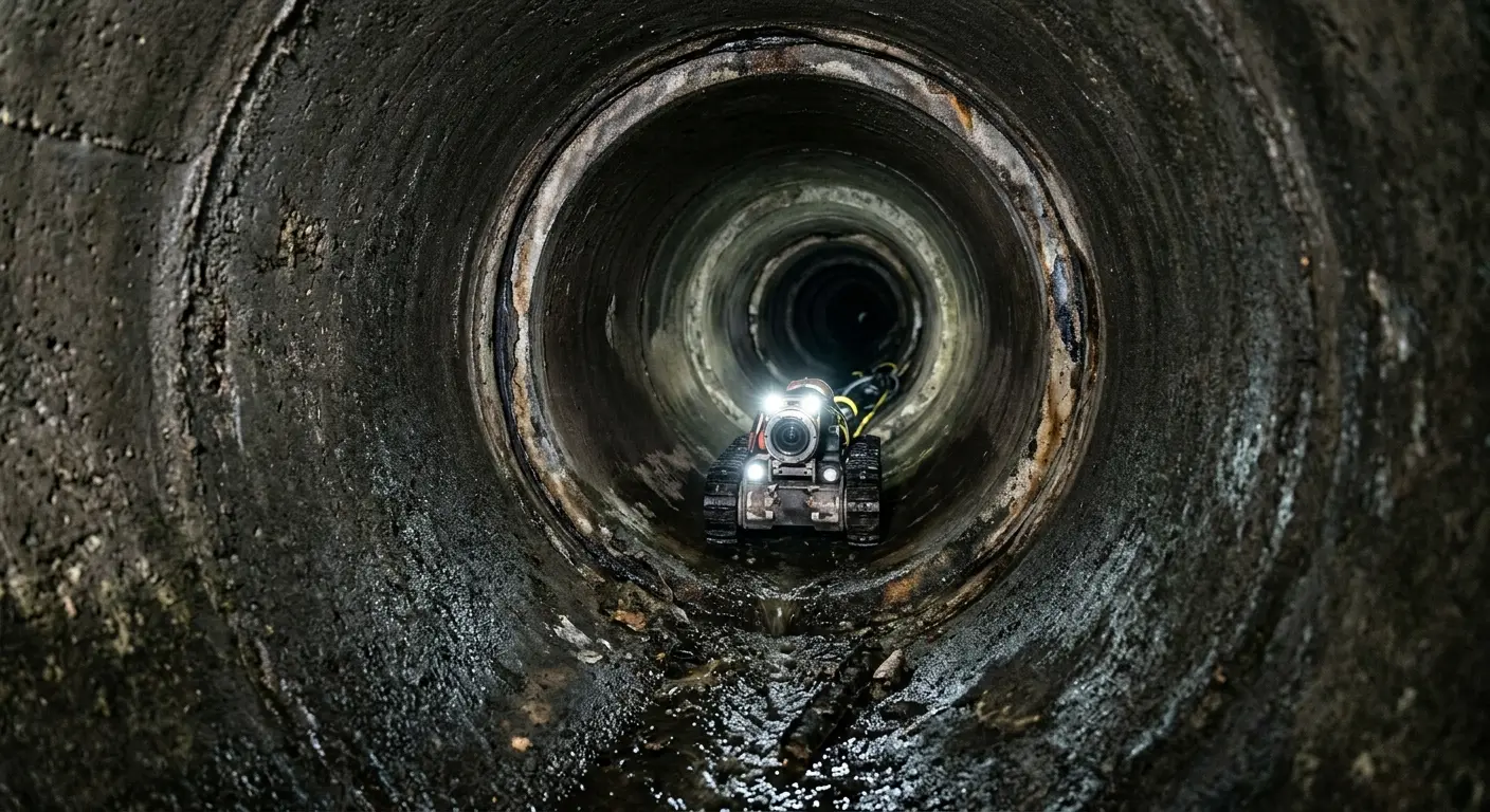 Robotic sewer camera inspecting pipe interior for Drain Snake Service in Spanish Lake